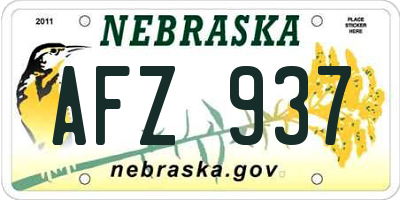 NE license plate AFZ937