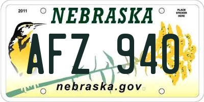 NE license plate AFZ940