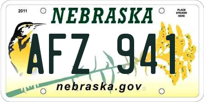 NE license plate AFZ941