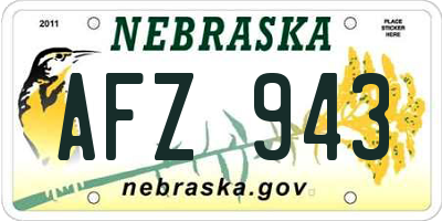 NE license plate AFZ943