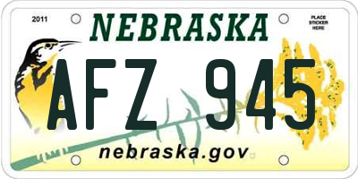 NE license plate AFZ945
