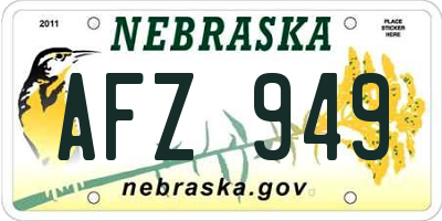 NE license plate AFZ949
