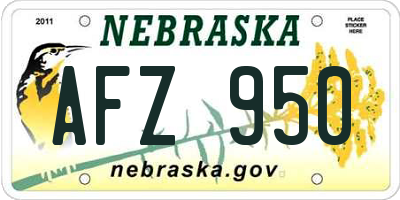 NE license plate AFZ950