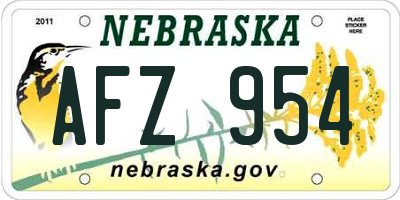 NE license plate AFZ954