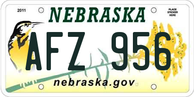 NE license plate AFZ956