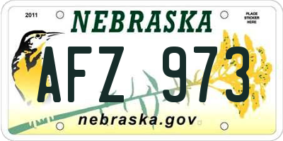 NE license plate AFZ973