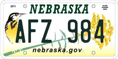 NE license plate AFZ984