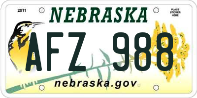NE license plate AFZ988