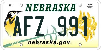 NE license plate AFZ991