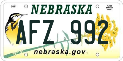 NE license plate AFZ992