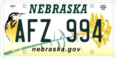 NE license plate AFZ994