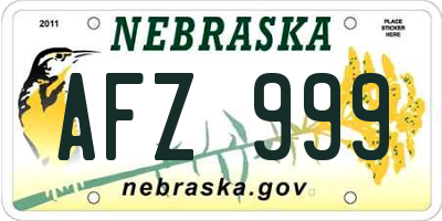NE license plate AFZ999
