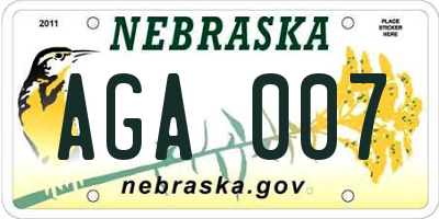 NE license plate AGA007