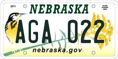 NE license plate AGA022