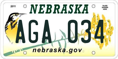 NE license plate AGA034