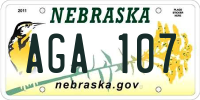 NE license plate AGA107