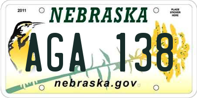 NE license plate AGA138