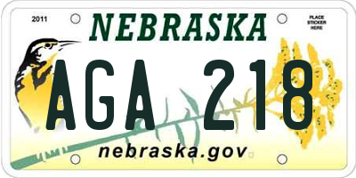 NE license plate AGA218