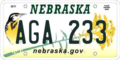 NE license plate AGA233