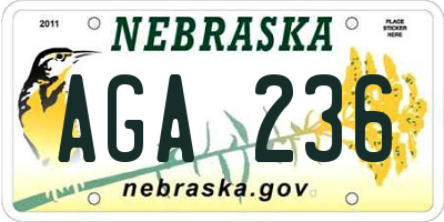 NE license plate AGA236