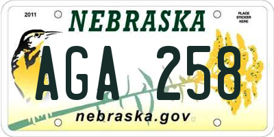 NE license plate AGA258