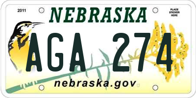 NE license plate AGA274