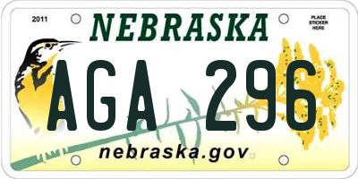 NE license plate AGA296