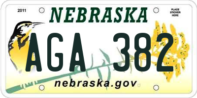 NE license plate AGA382