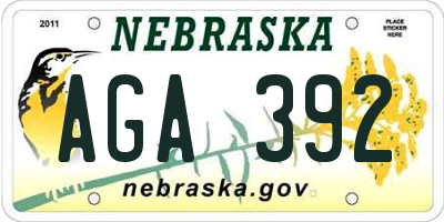 NE license plate AGA392