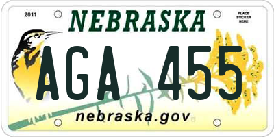 NE license plate AGA455