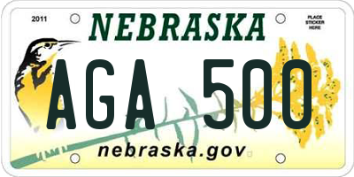 NE license plate AGA500