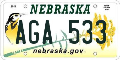 NE license plate AGA533