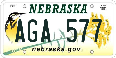 NE license plate AGA577