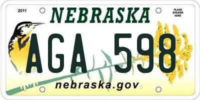 NE license plate AGA598