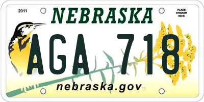 NE license plate AGA718