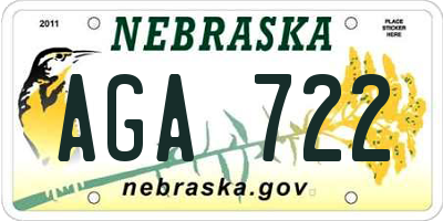 NE license plate AGA722