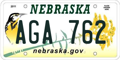 NE license plate AGA762