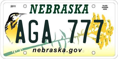 NE license plate AGA777