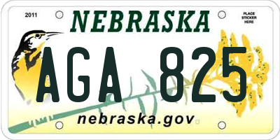 NE license plate AGA825