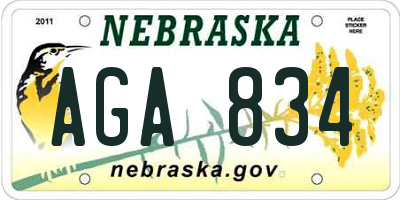 NE license plate AGA834