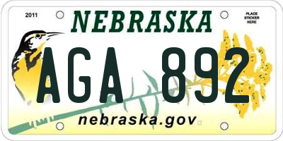 NE license plate AGA892