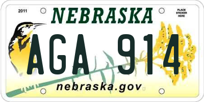 NE license plate AGA914