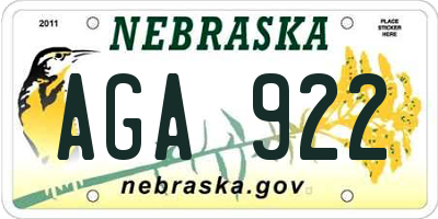 NE license plate AGA922