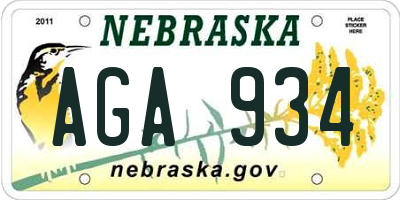 NE license plate AGA934