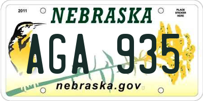 NE license plate AGA935
