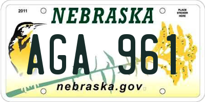 NE license plate AGA961