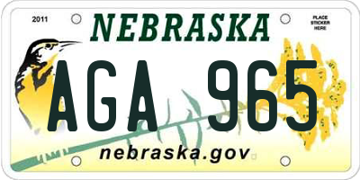 NE license plate AGA965