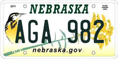 NE license plate AGA982