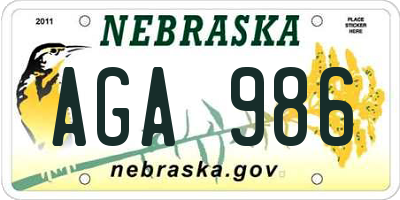 NE license plate AGA986