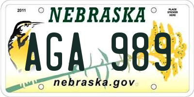 NE license plate AGA989